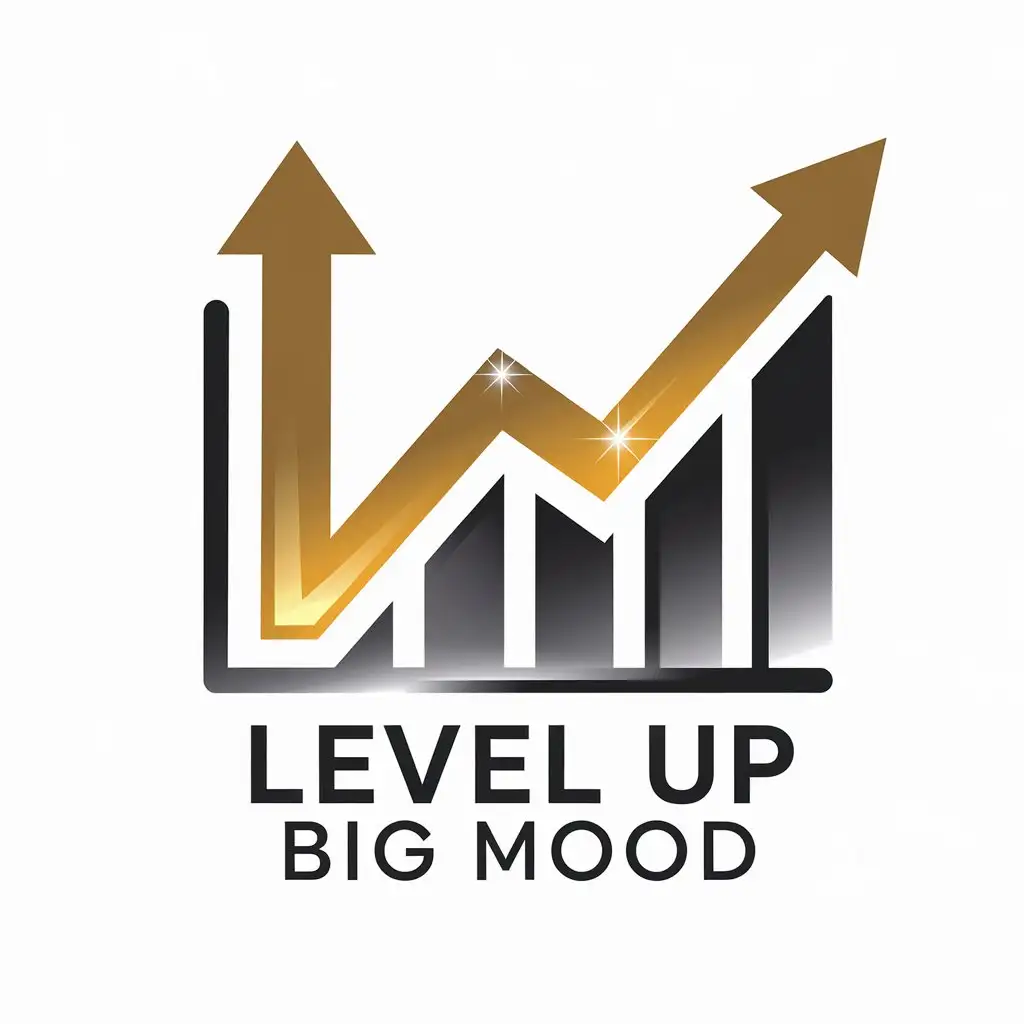 LOGO Design for Level Up Big Mood Elegant Gold Upscale Graph with a Classy Shine