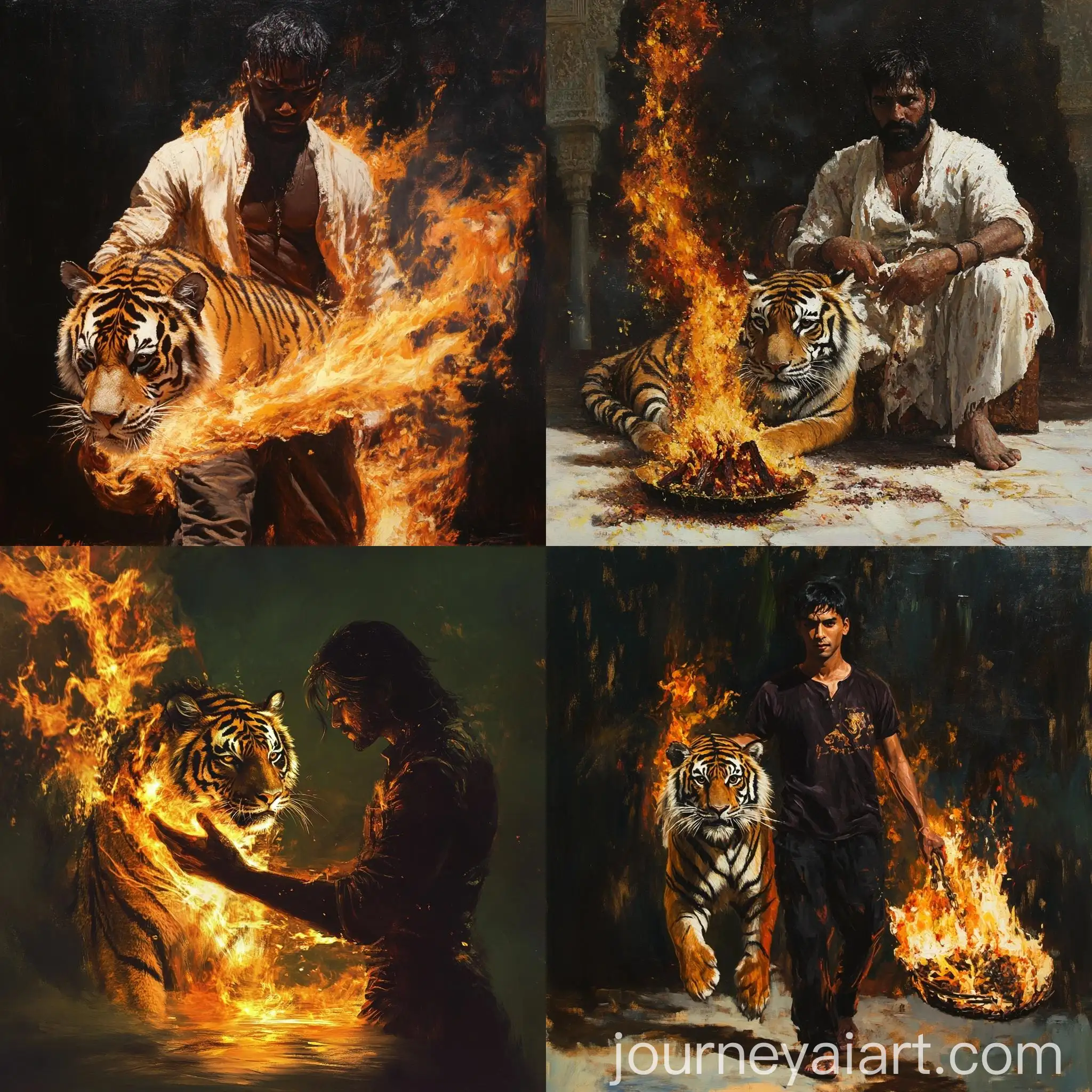 Man-with-Tiger-and-Fire-Artwork