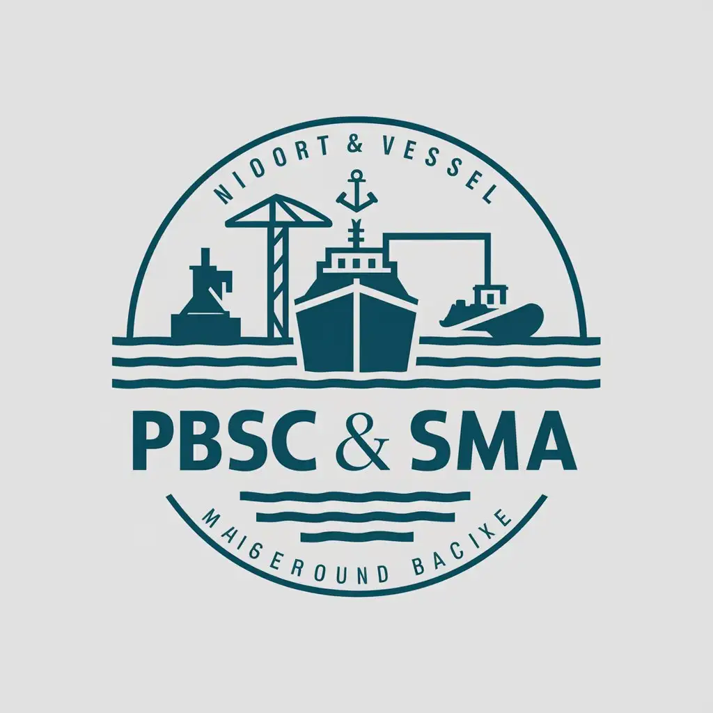 LOGO Design For PBSC SMA Maritime Theme with Port Anchor Vessel Crane and Tugboat