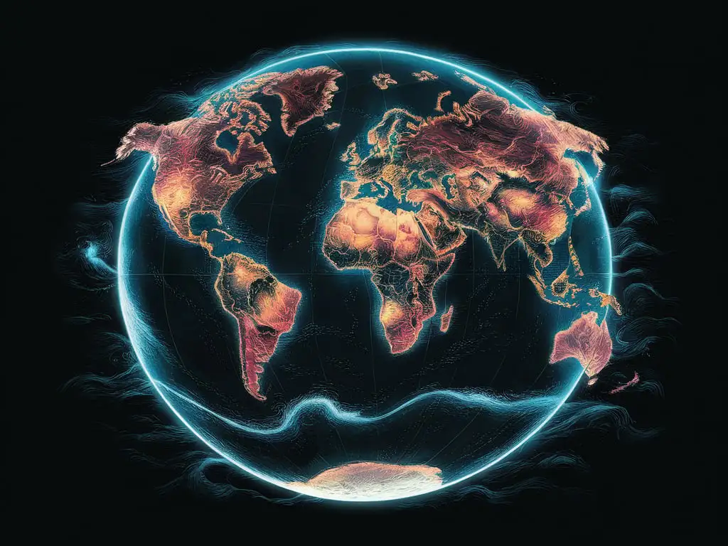 Illustration-of-Illuminated-Globe-on-Black-Background