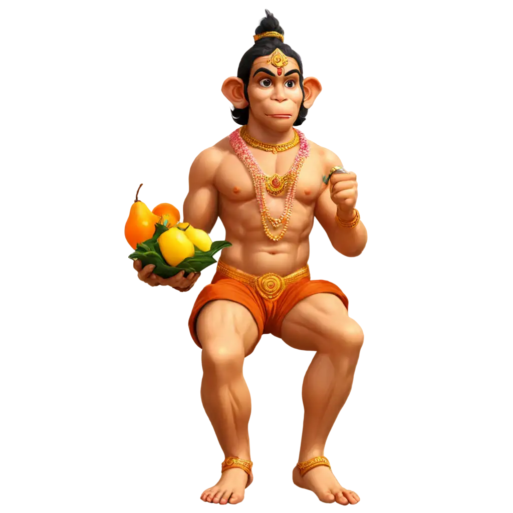 Animated-PNG-of-Lord-Hanuman-Eating-Fruits-in-the-Jungle-A-Vibrant-Nature-Scene