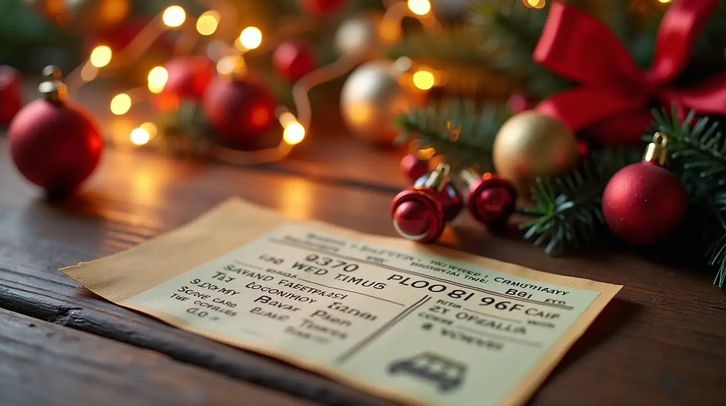 Festive Christmas Table Decorations with Bus Ticket