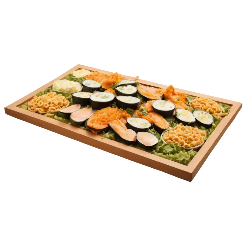 Animated-Rectangular-Table-Set-with-FishBased-Food-PNG-Image-for-Culinary-and-Food-Art