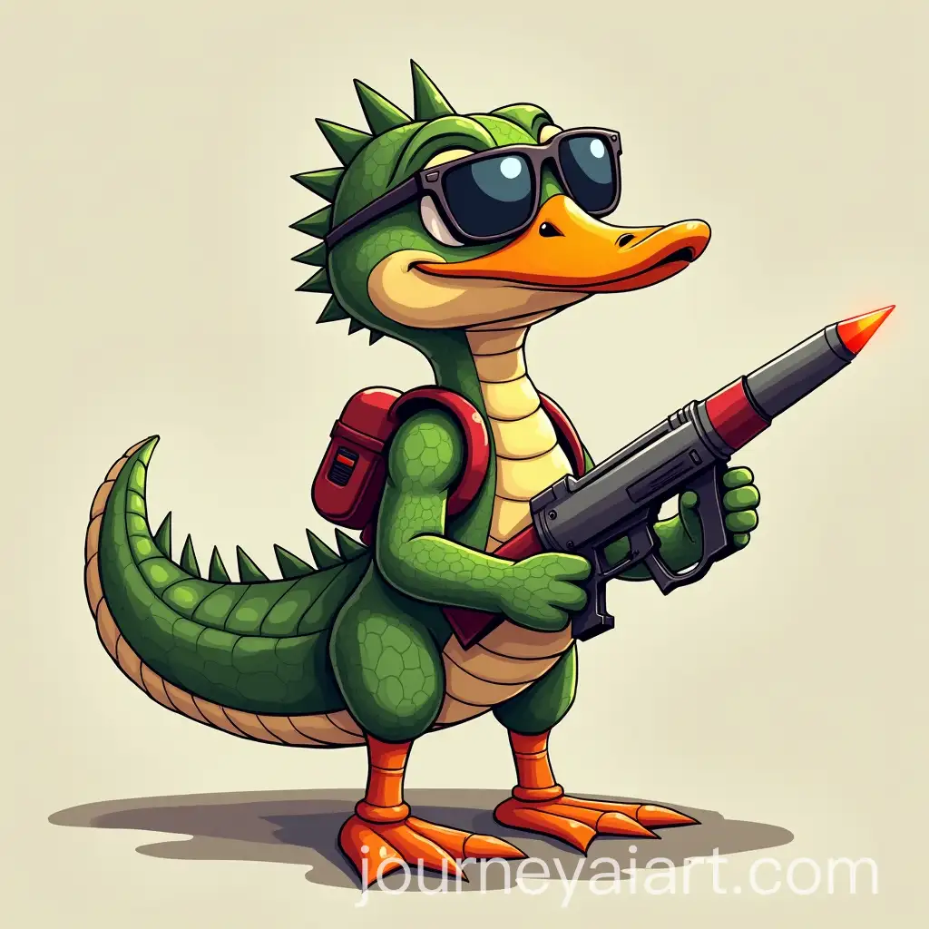 3D-Hybrid-DuckCrocodile-with-Rocket-LauncherDuck-Crocodile-3D-Prompt-and-Sunglasses