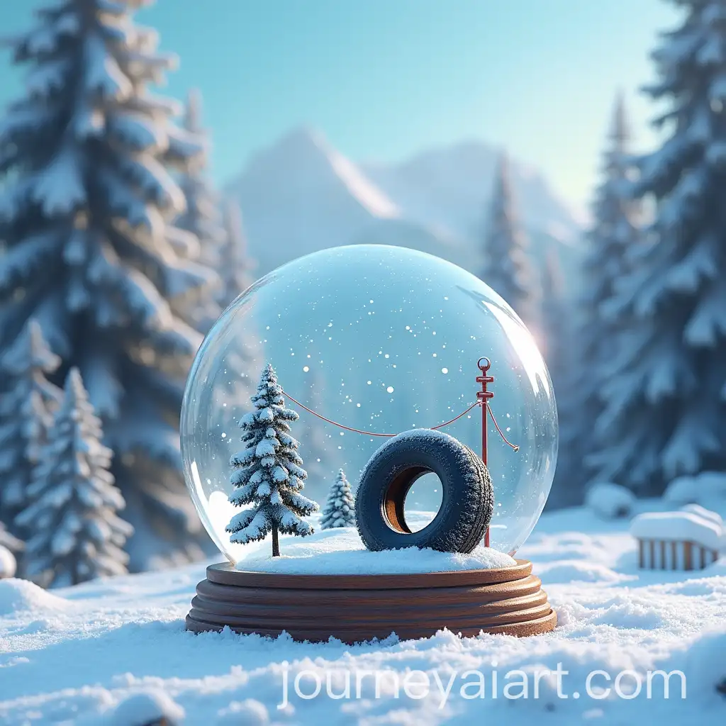Ski-Station-Featuring-a-Unique-Snow-Globe-with-Tire-Element