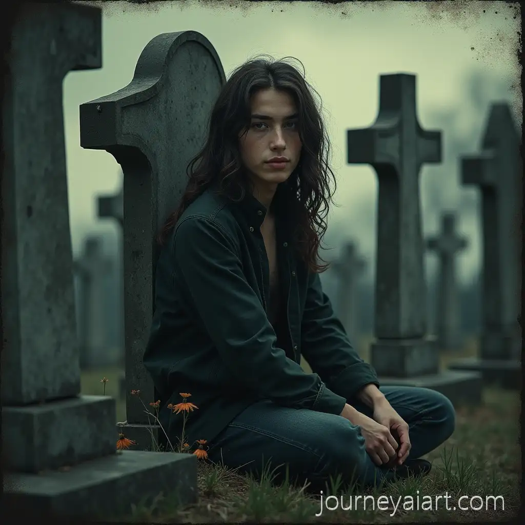 Drill-Rap-Style-Album-Cover-Featuring-Boy-at-Cemetery-with-Flash-of-Light