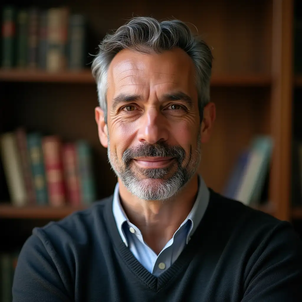 MiddleAged-Portuguese-University-Professor-in-Tuscan-Library