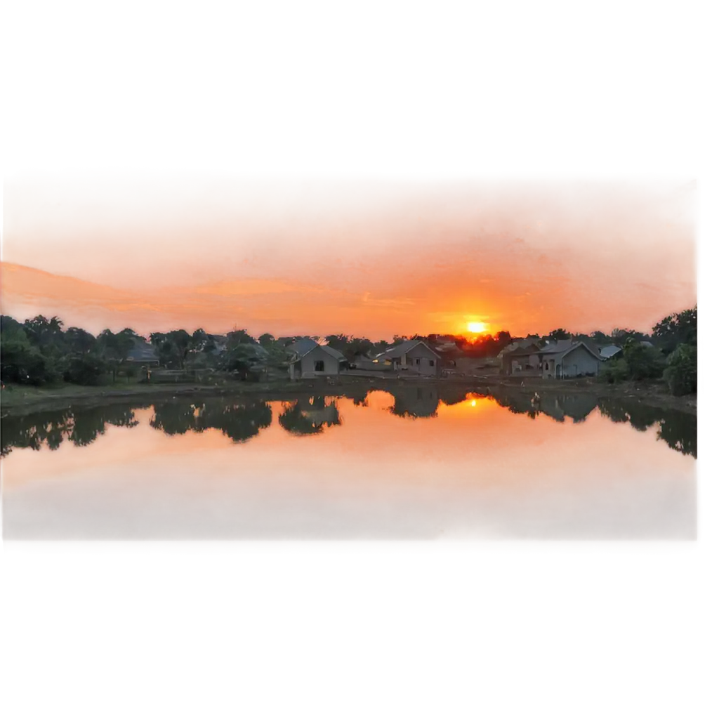 Stunning-Sunset-Over-a-Village-HighQuality-PNG-Image-for-Versatile-Use