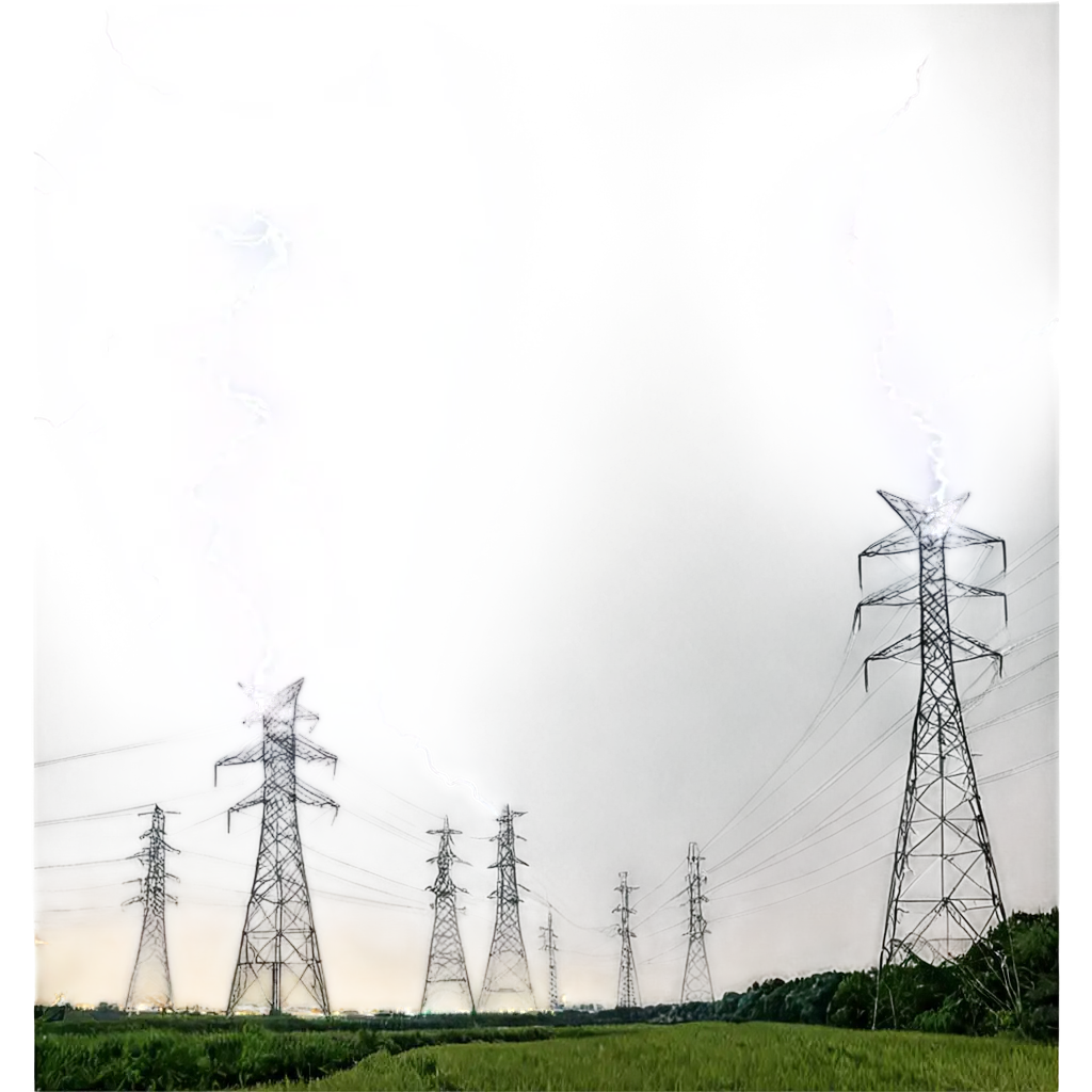 Stormy-Landscape-with-Power-Towers-PNG-Lightning-Strikes-and-Dark-Blue-Sky