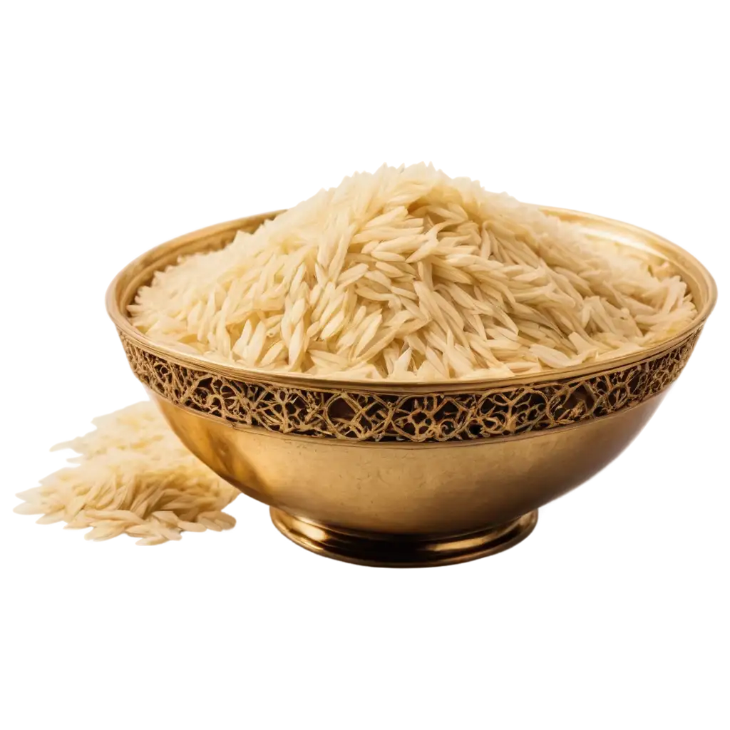 Luxurious-Golden-Bowl-Full-of-Rice-PNG-HighQuality-Transparent-Image-for-Multiple-Uses