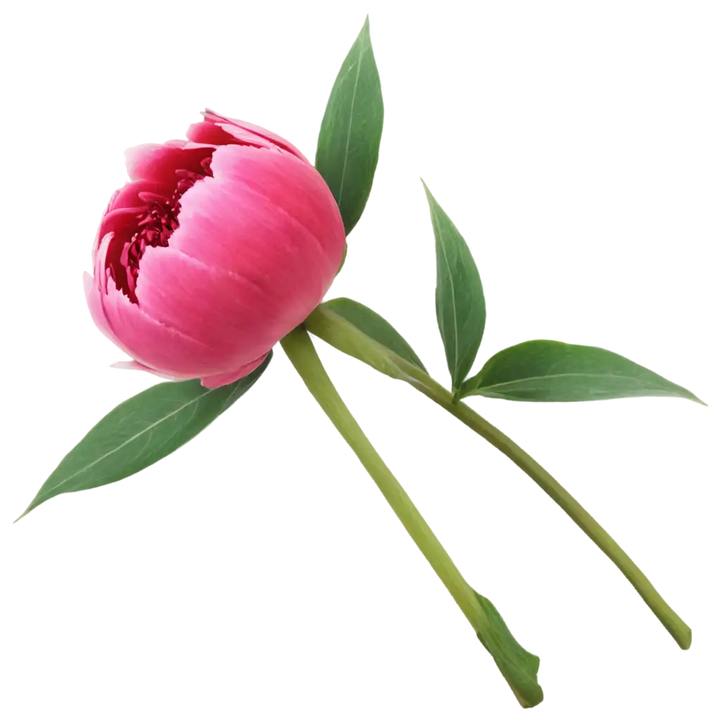 HighQuality-PNG-Image-of-RedPink-Peonies-with-Large-Bud-on-Stem-and-Green-Leaflets