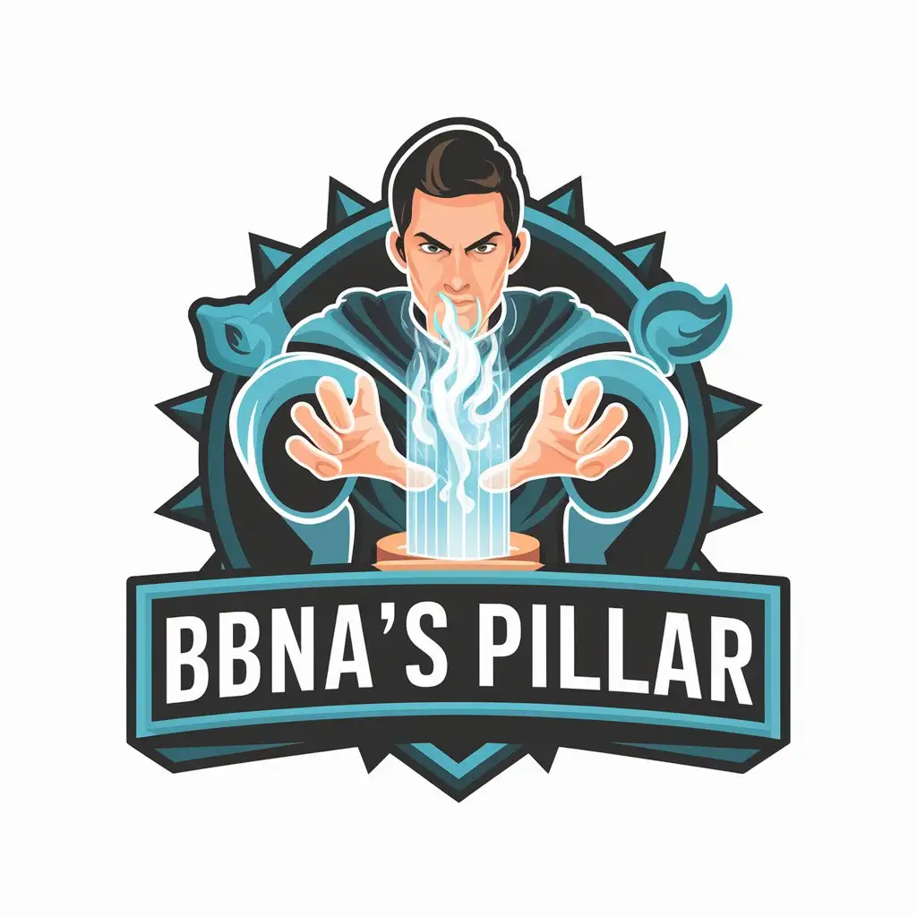 LOGO Design For BBNAs Pillar Male Mage Casting Blue Mana Blast