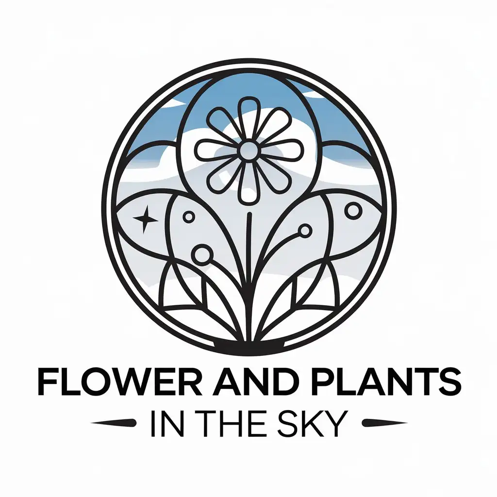 a vector logo design,with the text "Flower and plants in the sky", main symbol:flower and plant and sky,Moderate,be used in flower and plant industry,clear background