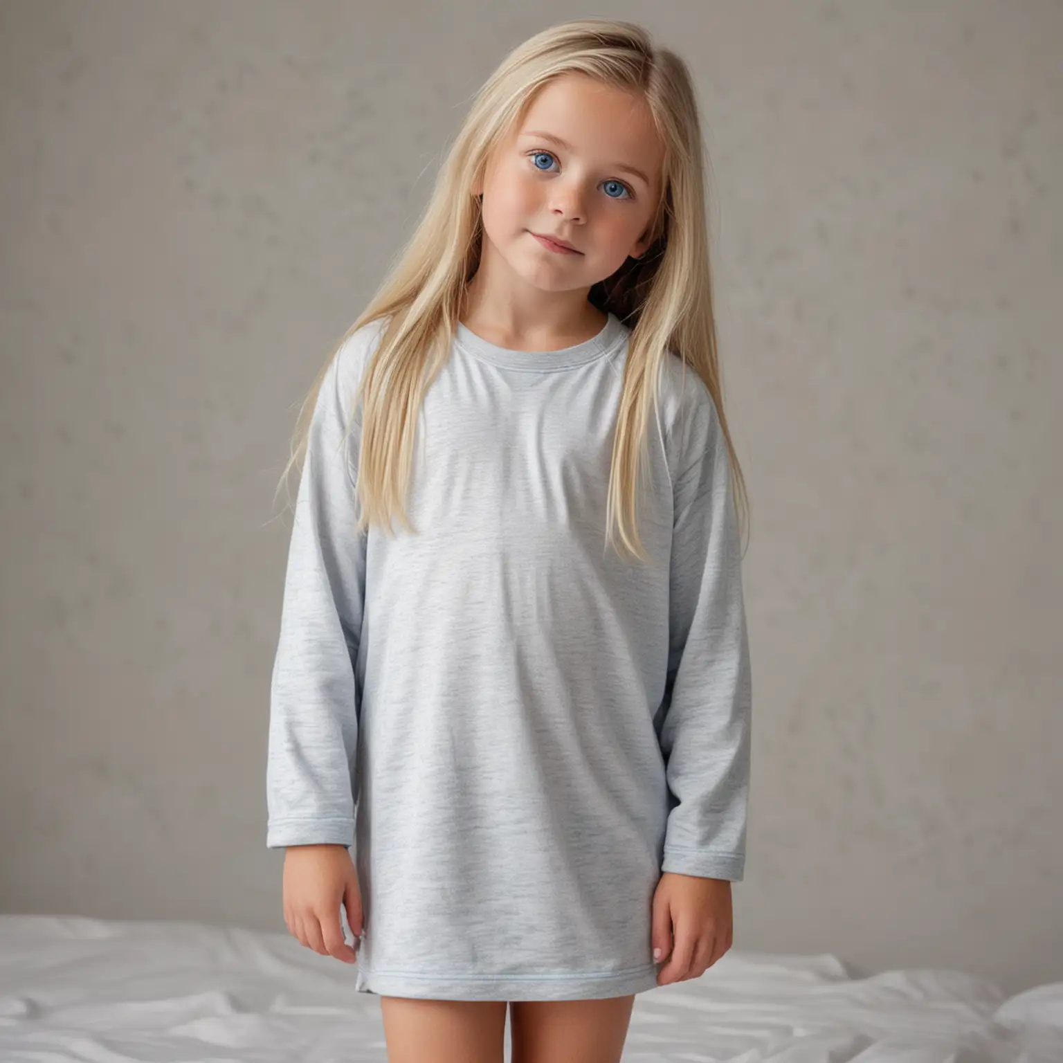 7YearOld-Girl-with-long-blonde-Hair-blue-eyes-in-raglan-sleep-shirt-standing-full-body