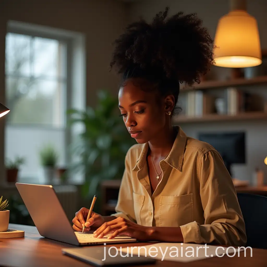 Black-Girl-Engaged-in-Ghostwriting-Job