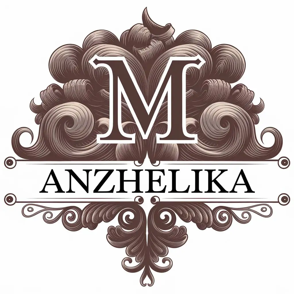 a vector logo design,with the text "Anzhelika", main symbol:M,complex,be used in Hair salon industry,clear background