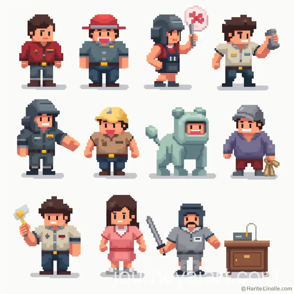 Game-Items-Spritesheet-with-Customer-and-Server-Characters