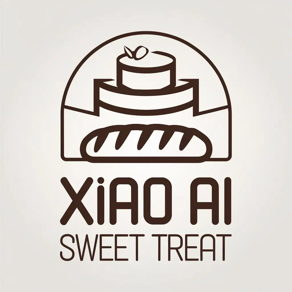 a vector logo design,with the text "xiao ai sweet treat", main symbol:cake, bread,Moderate,clear background