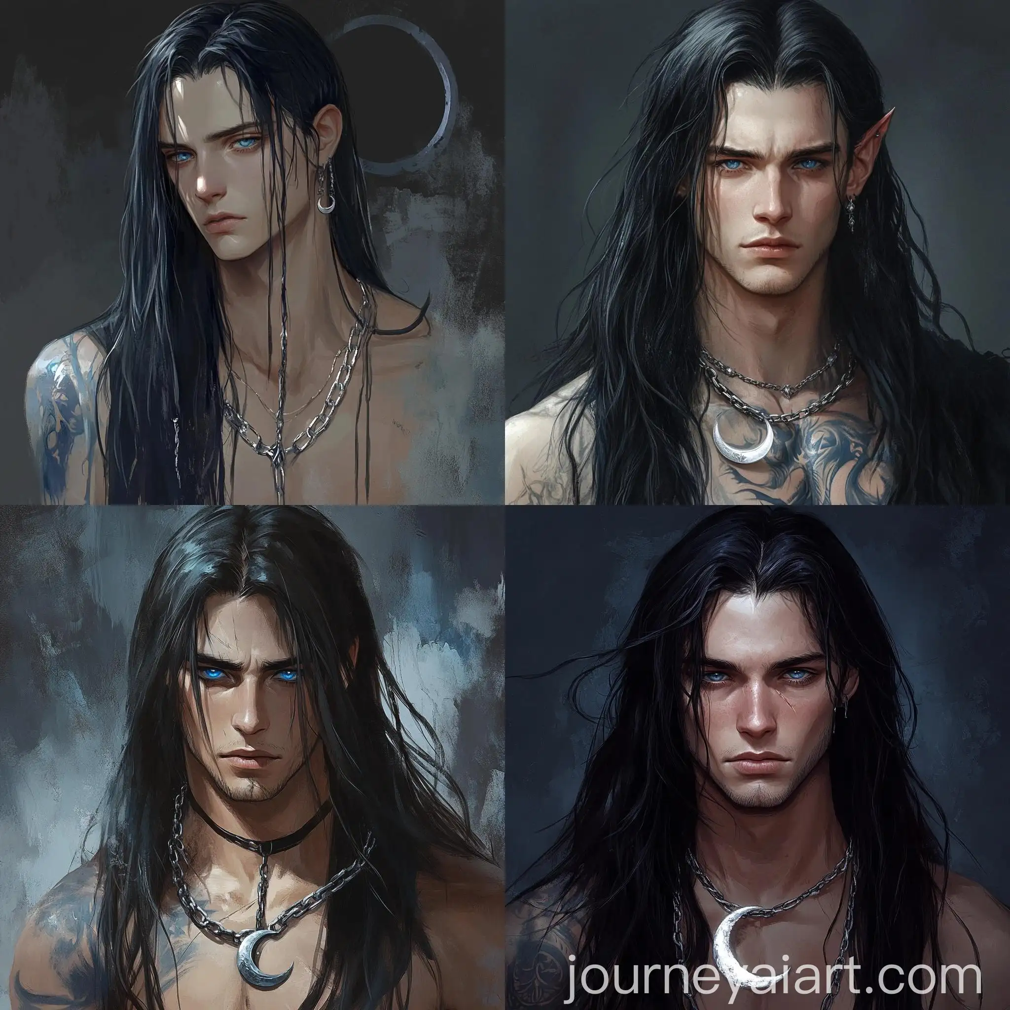 Sad-Young-Man-with-Bright-Silver-Chains-and-Moon-Tattoo