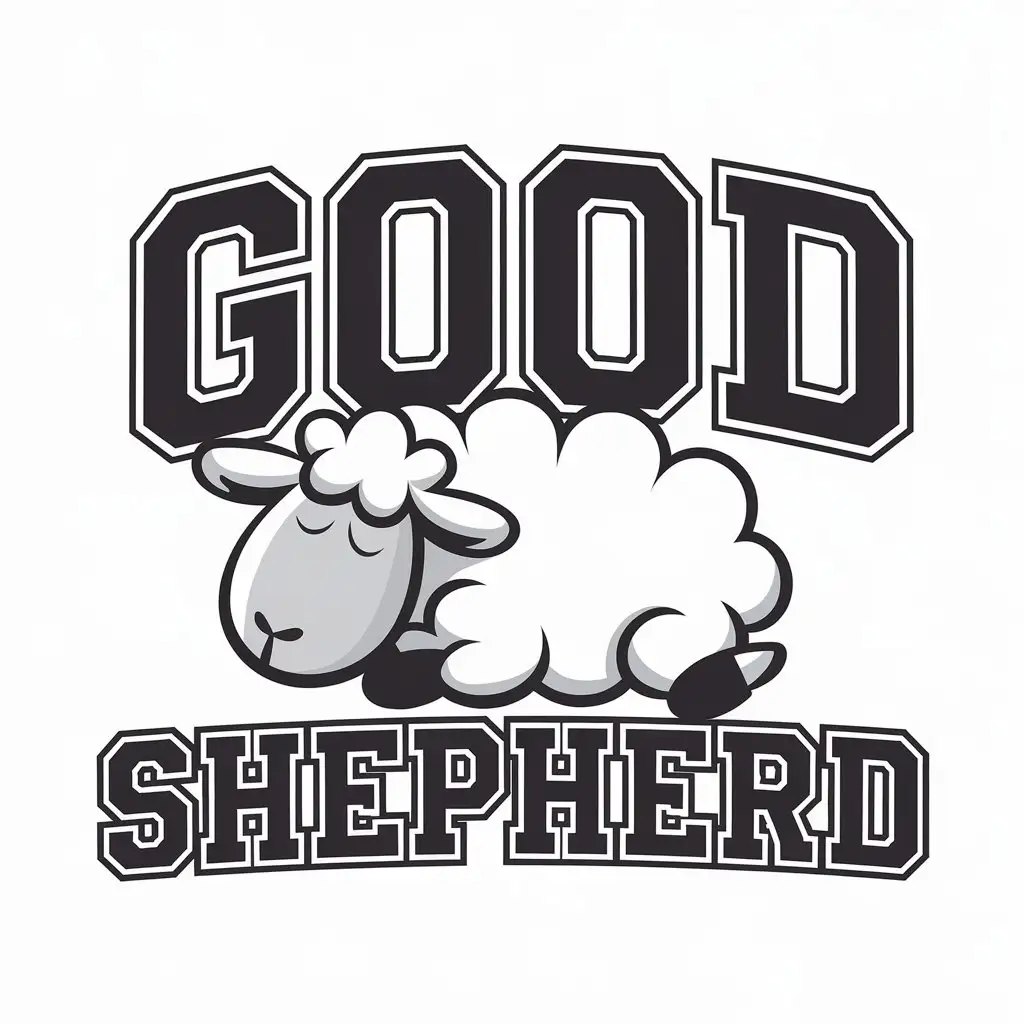 LOGO Design For Good Shepherd Bold COLLEGE Letters with Sleeping Cartoon Sheep Theme