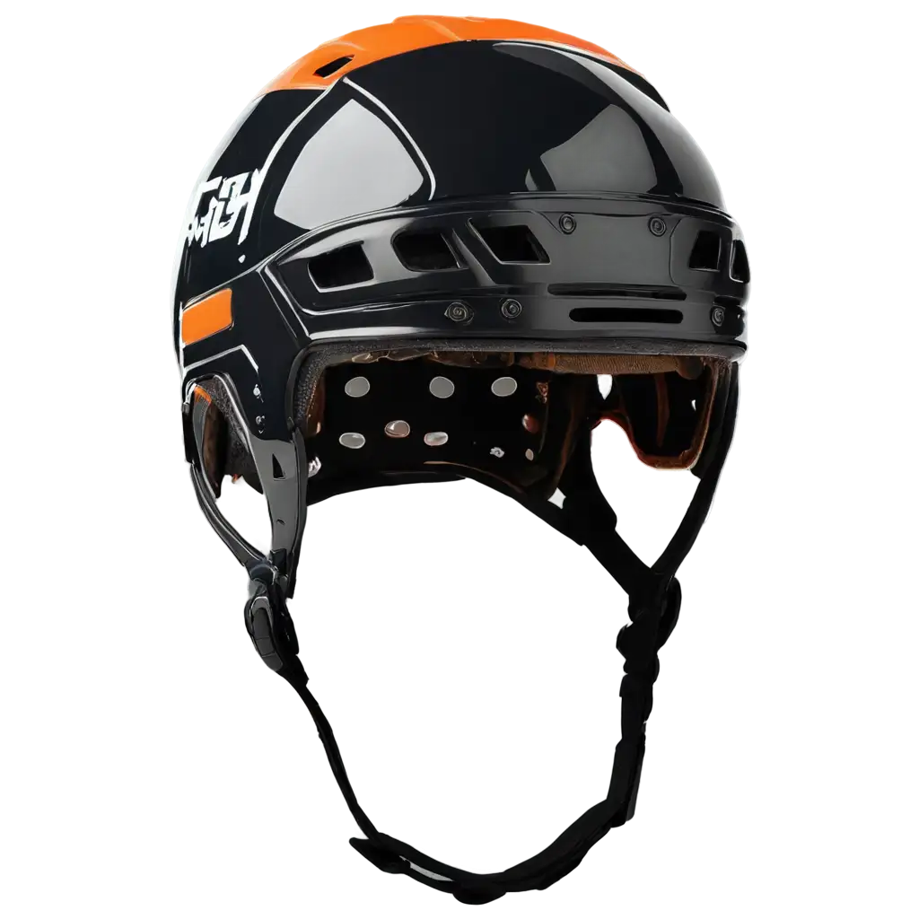 Orange-and-Black-Hockey-Helmet-Facing-Center-PNG-HighQuality-Transparent-Image-for-Versatile-Use