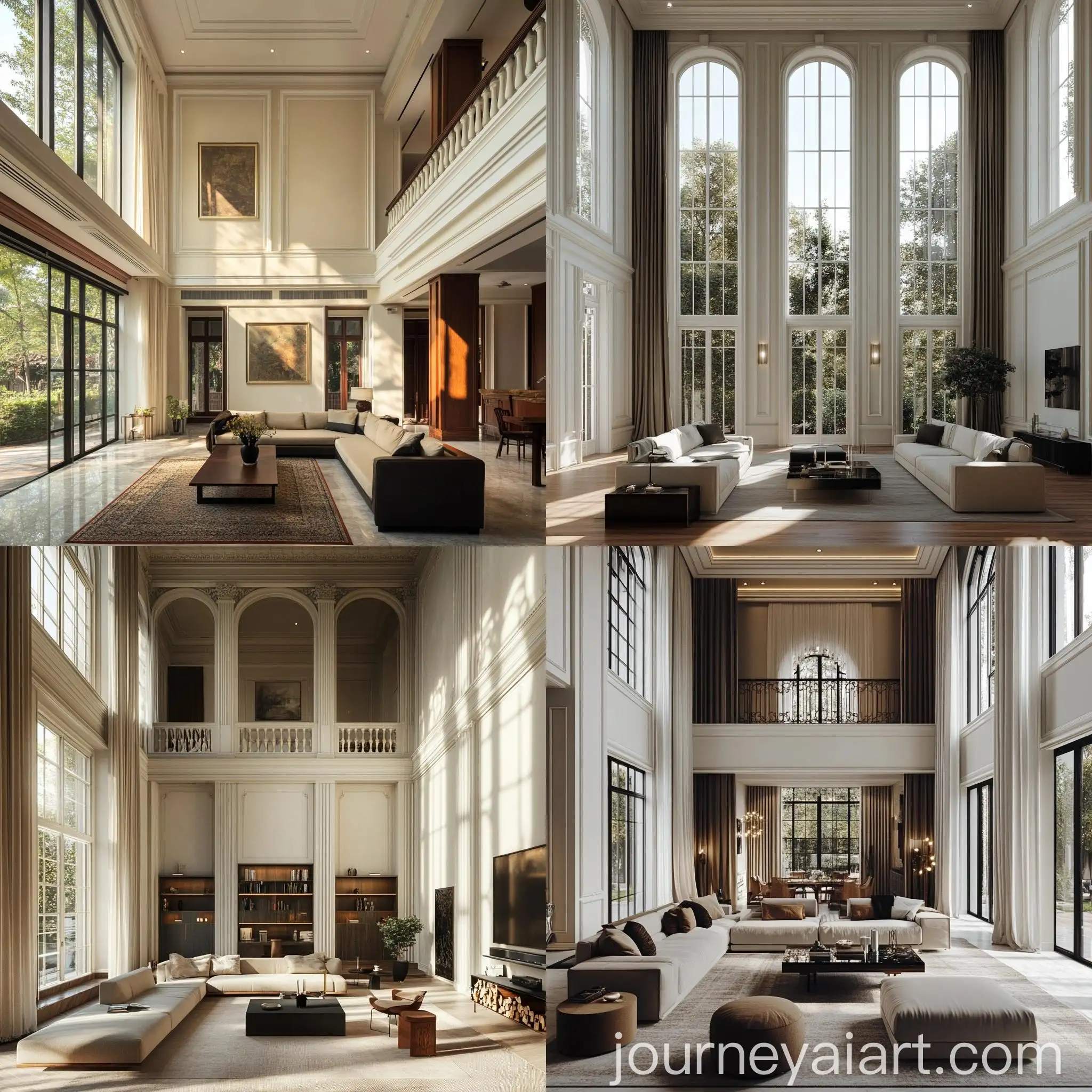 Double-Height-Living-Room-in-Minimal-Neo-Classical-Theme-with-Double-Height-Windows