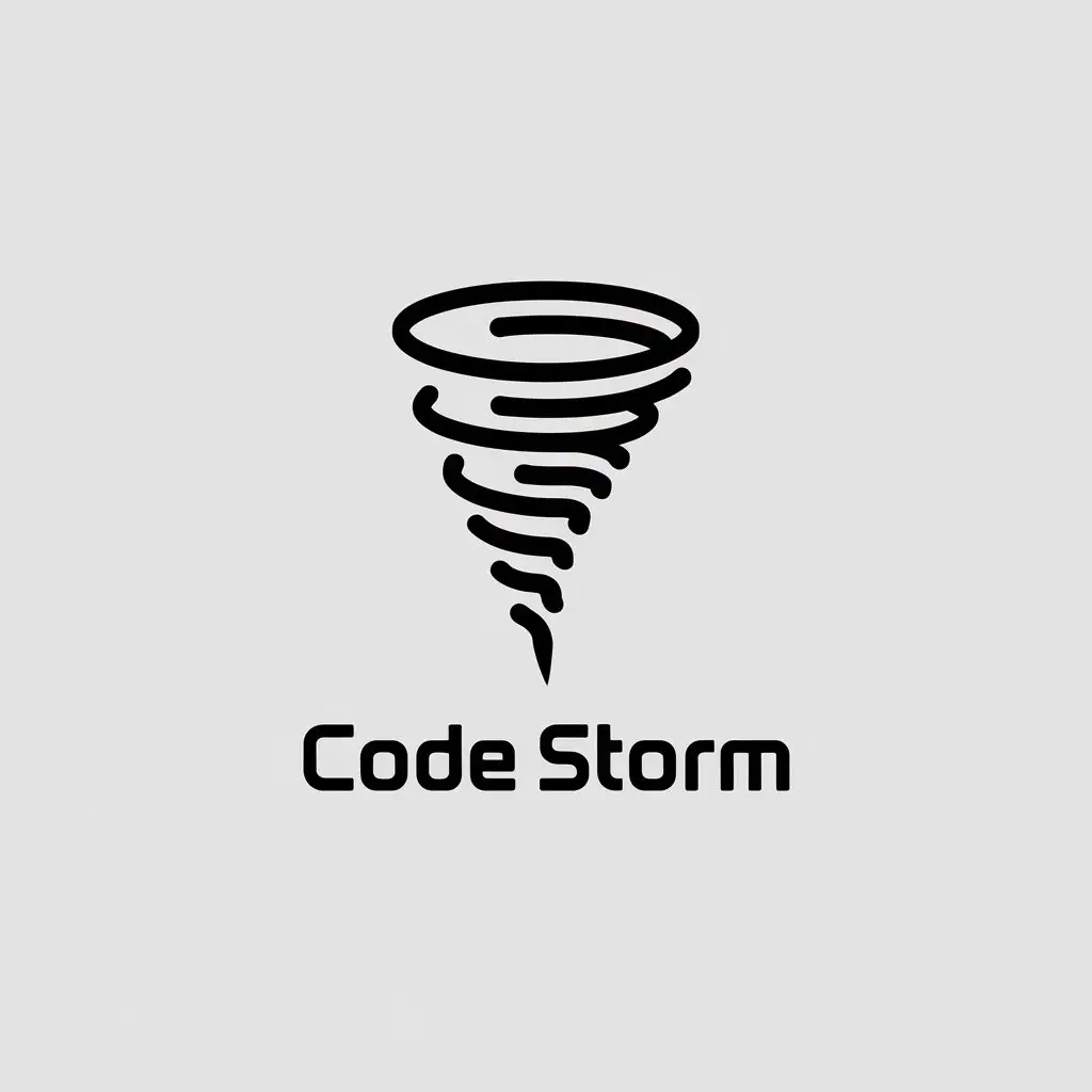 LOGO Design for Code Storm Minimalistic Tornado Symbol for Technology Industry