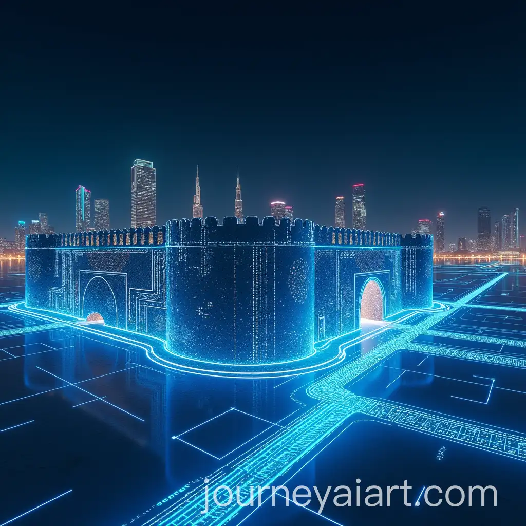 Futuristic-Al-Jahili-Fort-in-a-Cyberpunk-Digital-Landscape