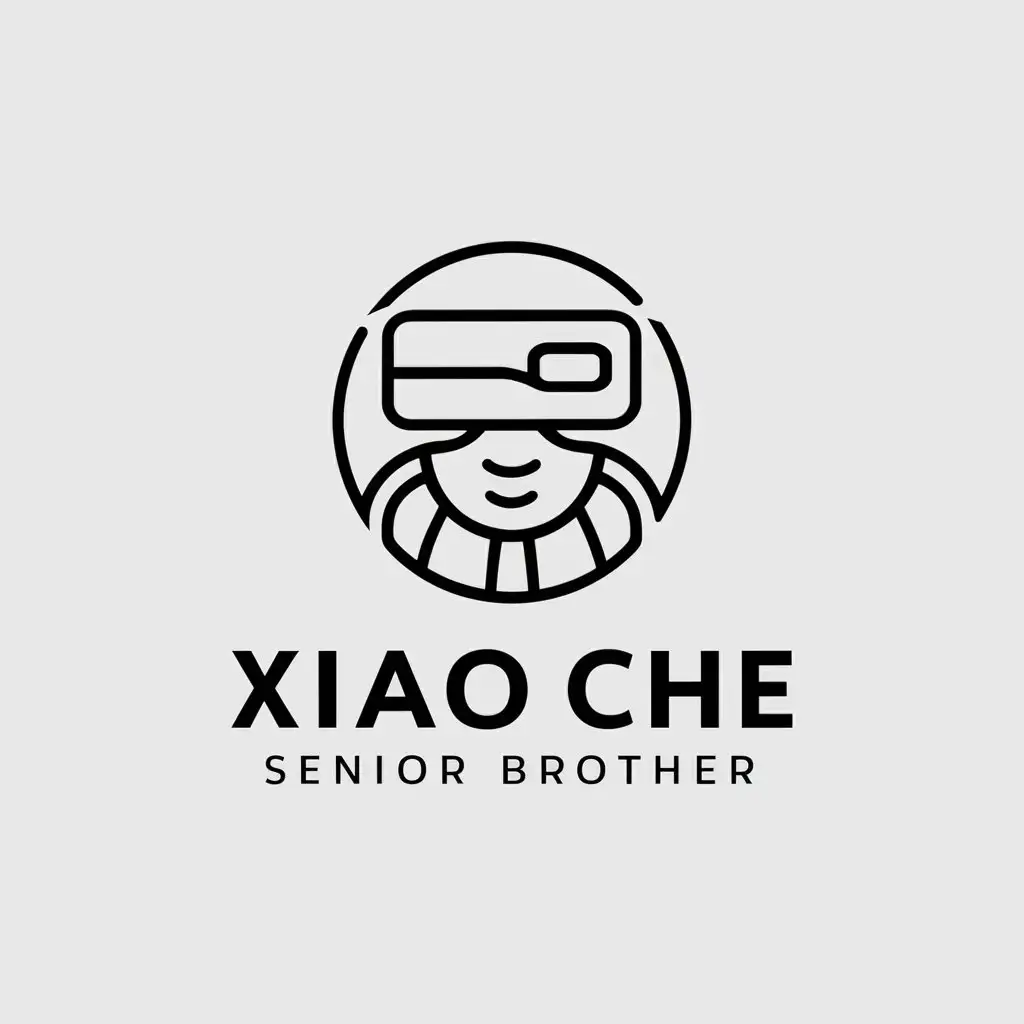 a vector logo design,with the text "Xiao Che senior brother", main symbol:Photography, VR/AR, AI applications, news,Minimalistic,be used in Technology industry,clear background