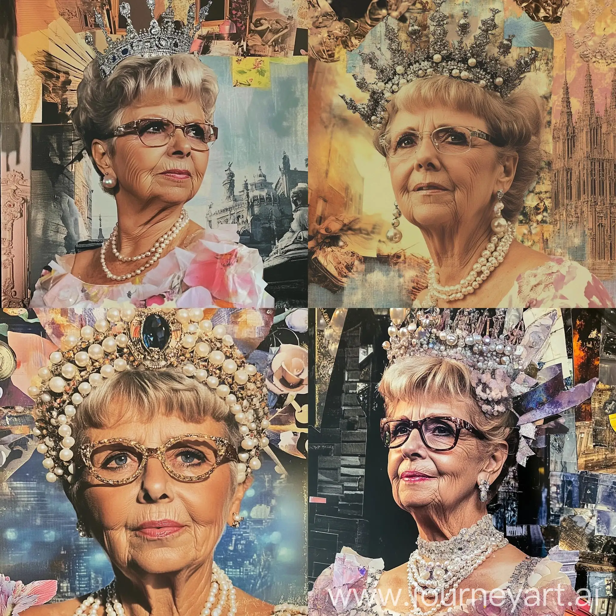 Art-Collage-Queen-with-Pearls-in-Stylish-Composition