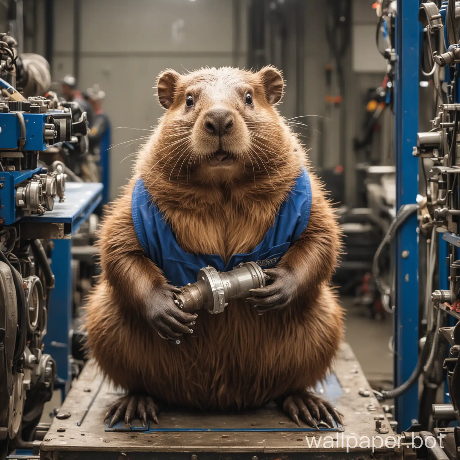 working beaver as mechanic at krones