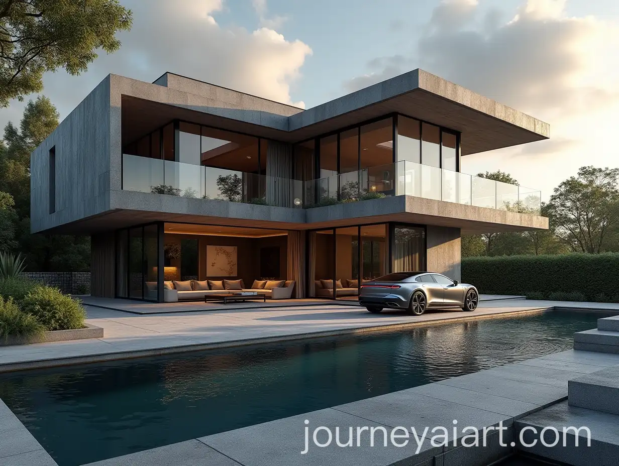 Modern-Private-House-with-Infinity-Pool-and-Dramatic-Sky