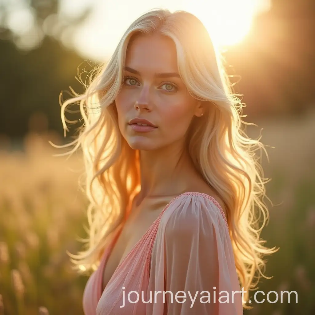 Blonde-Woman-in-Flowing-Pastel-Dress-in-Dreamy-Cinematic-Portrait