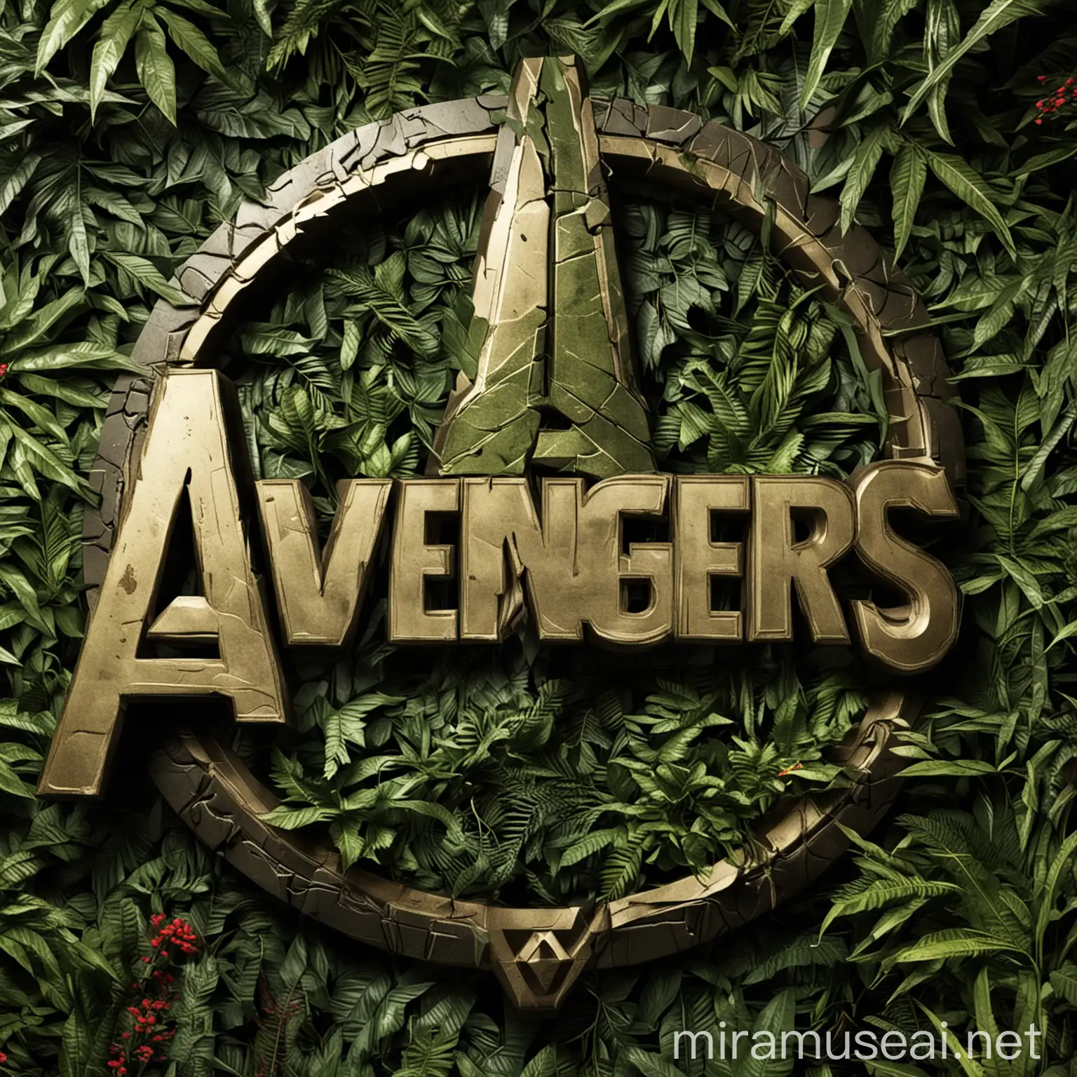 Avengers Logo in Jungle Setting