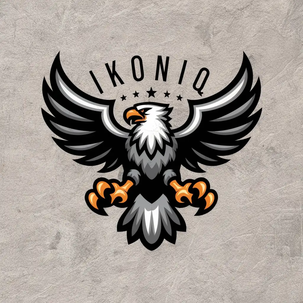 LOGO Design for IKONIQ Majestic White Eagle with Stars and Powerful Claws