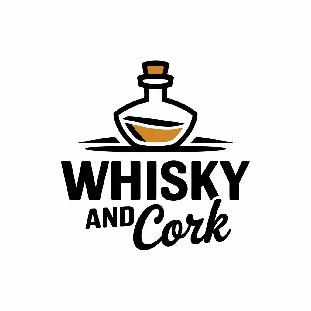 LOGO Design for Whisky and Cork Vector Logo Featuring Whiskey Bottle in a Modern Style