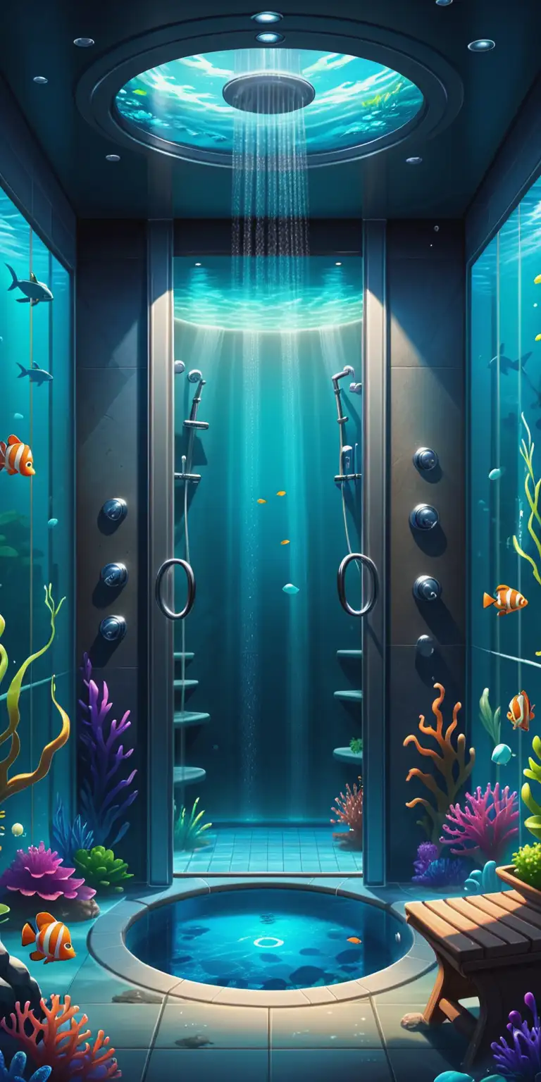 Enchanting Underwater Fantasy Inside a Shower Cabin