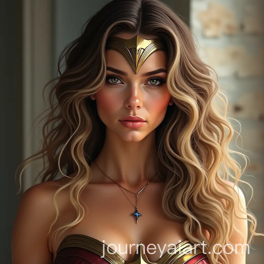 Warrior-Princess-with-Light-Brunette-Hair-and-Blonde-Highlights