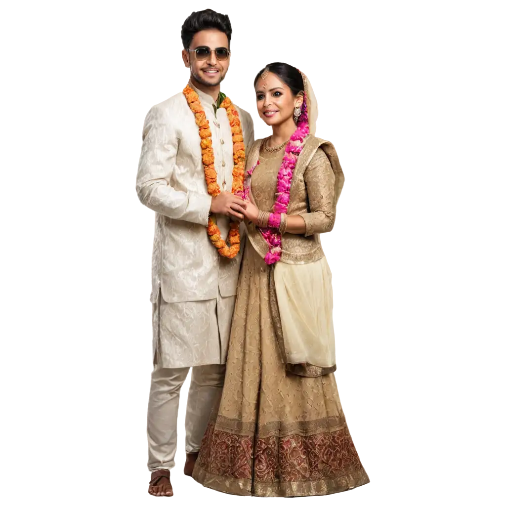 Bengali-Groom-and-Bride-PNG-Image-Traditional-Wedding-Symbolism-in-HighQuality-Format