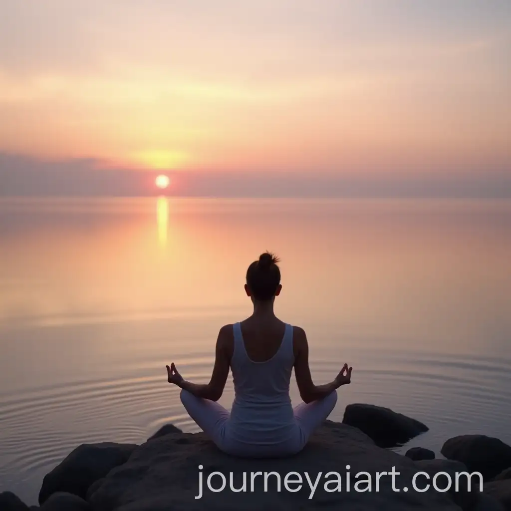 Serene-Meditation-on-Rocky-Shoreline-at-Sunrise-with-Soft-Pastel-Skies