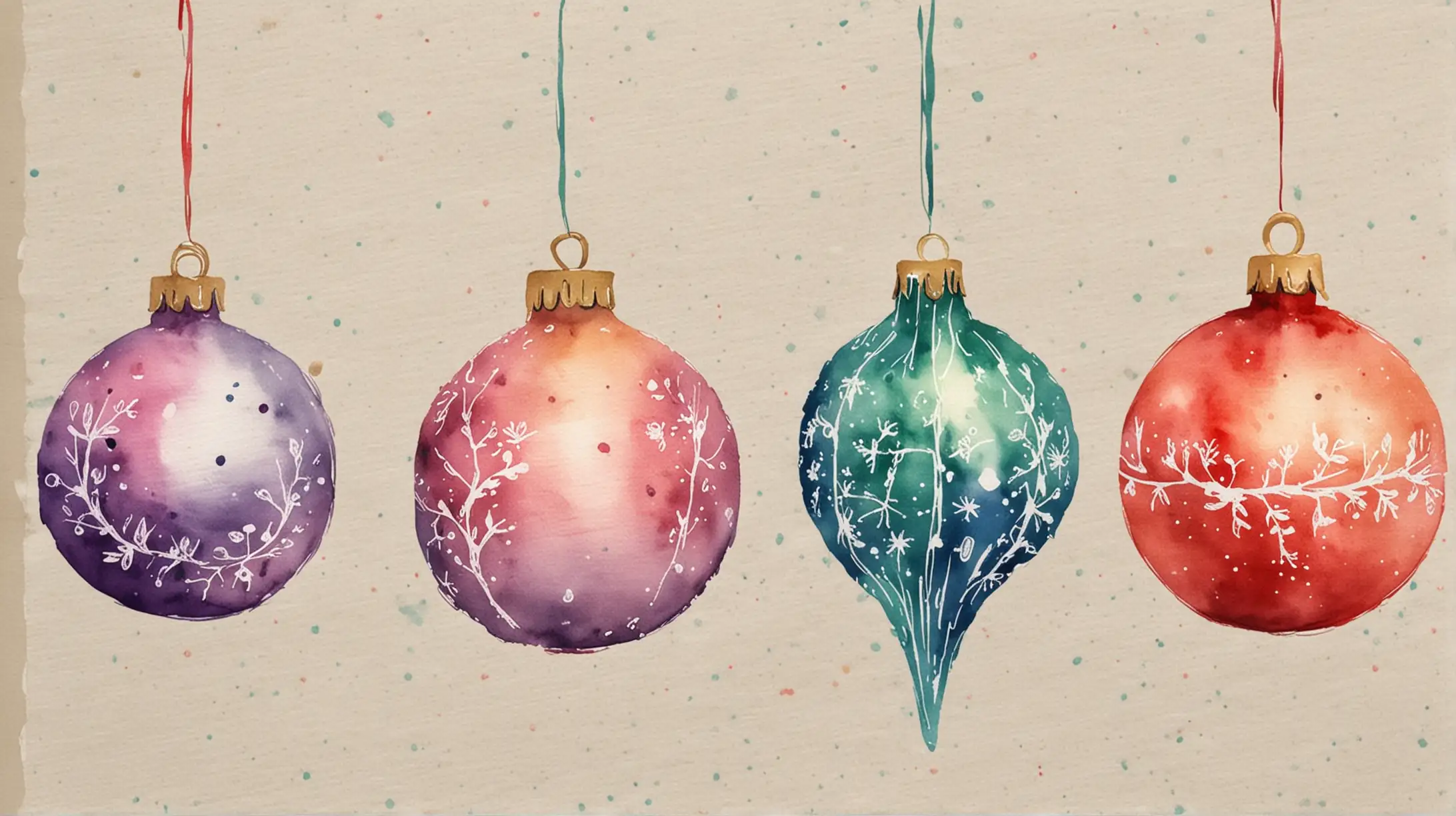 Vibrant Watercolor Christmas Ornaments Collection