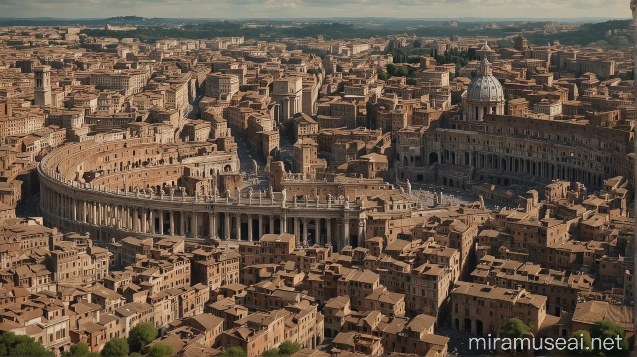 Panoramic View of Ancient Roman Buildings in Their Greatest Splendor