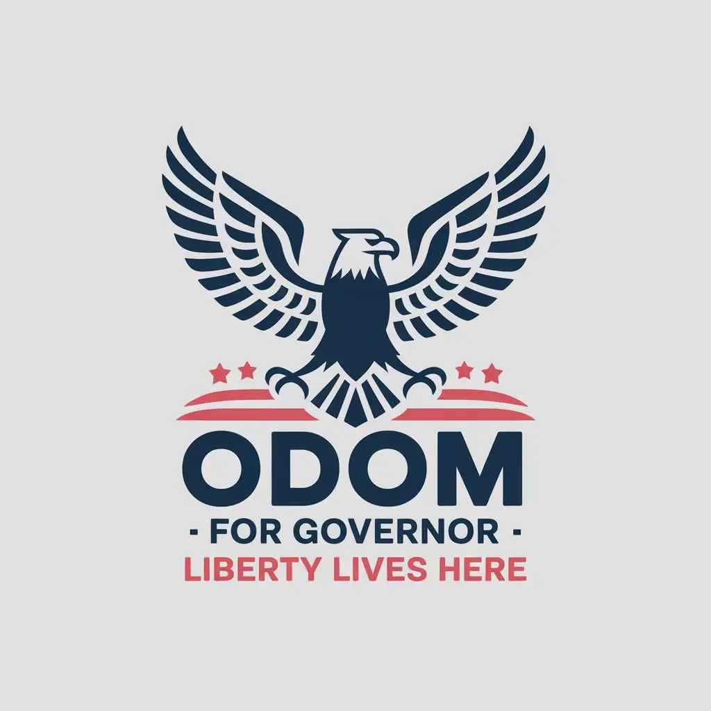 LOGO Design for Odom for Governor Eagle Mount Rushmore with Liberty Lives Here Text Complex Vector Design for Internet Industry