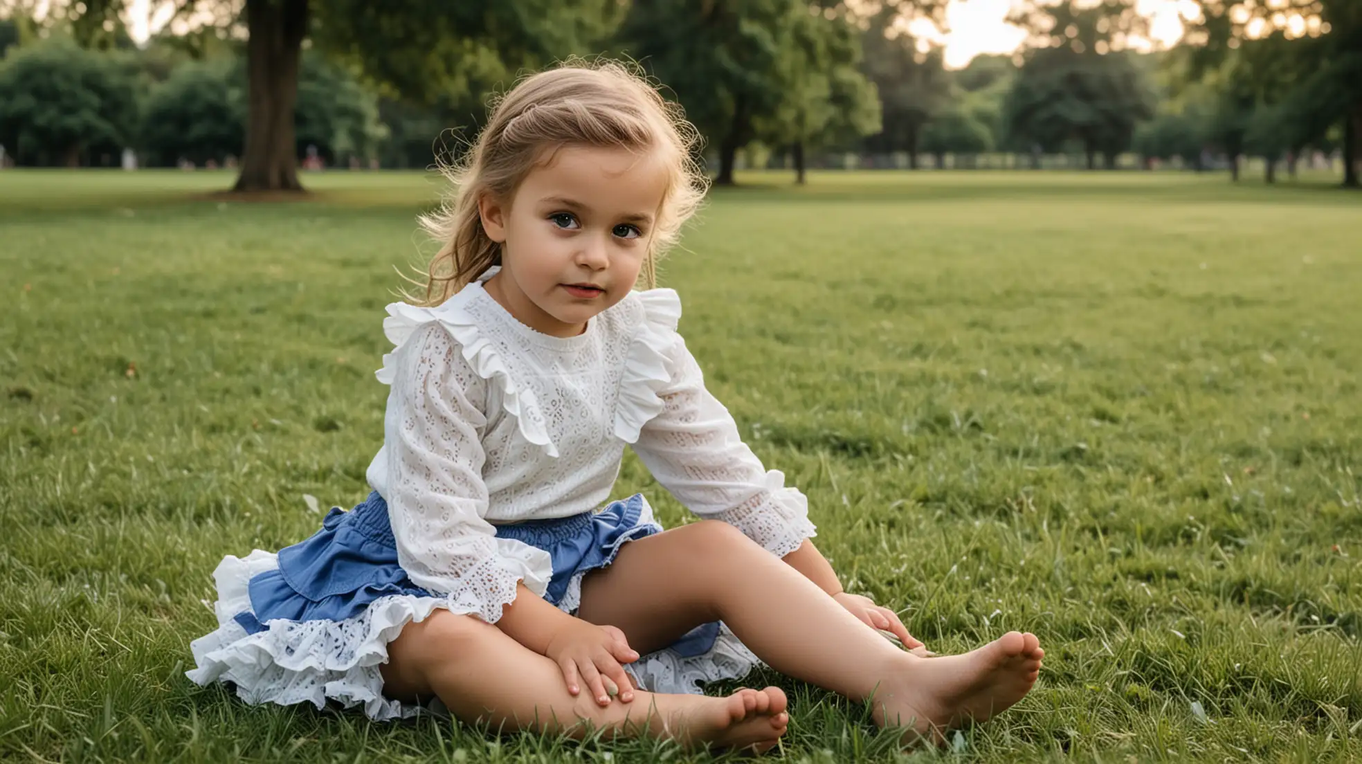 Cheerful-Little-Girl-Relaxing-in-Park-Attire