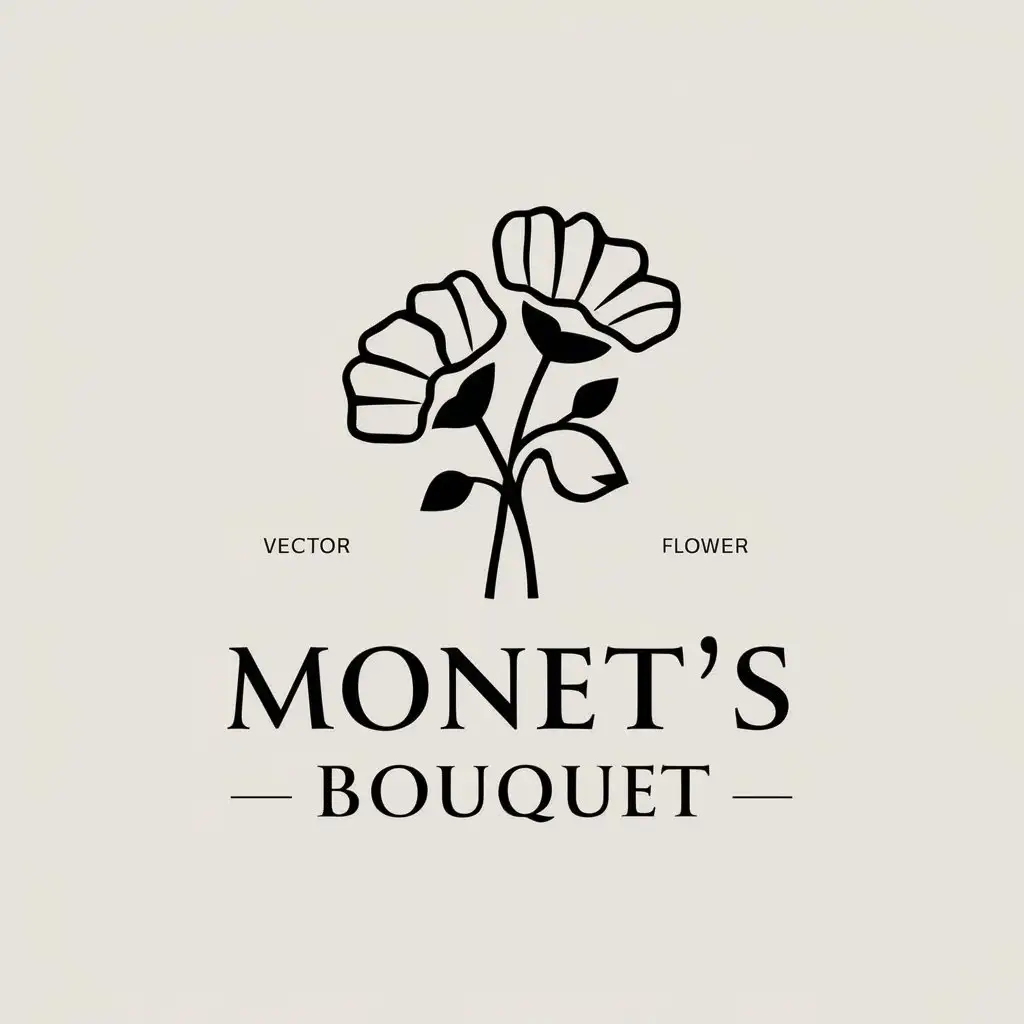 LOGO-Design-for-Monets-Bouquet-Minimalistic-Flower-and-Canvas-Theme