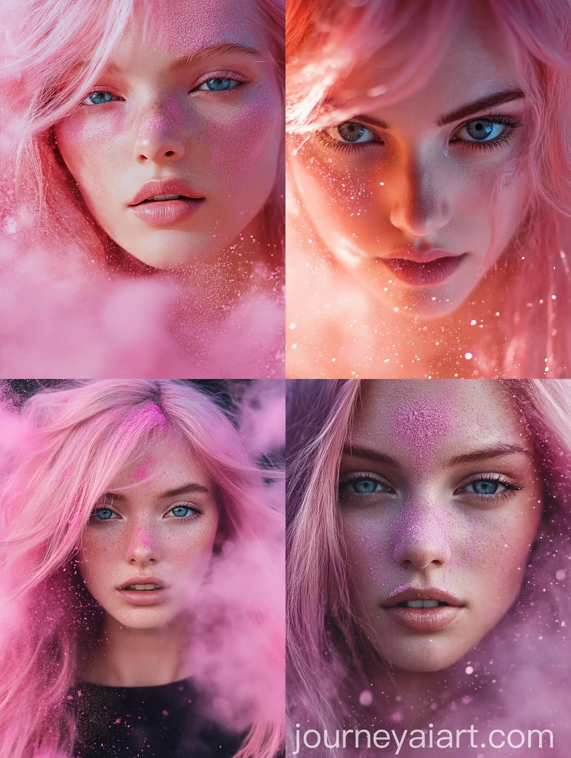 Sparkling-Pink-Powder-Explosion-with-Professional-Model