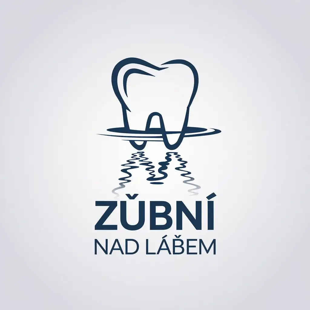 LOGO Design for Zubn nad Labem Minimalistic Tooth Above Water Symbol