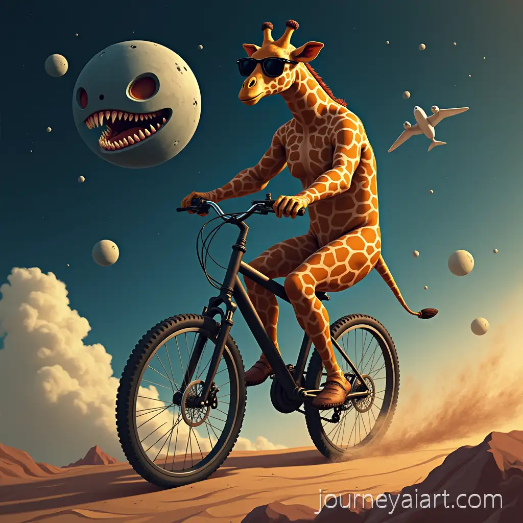 Giraffe-Riding-Bicycle-in-Space-with-Sunglasses-and-aAI-Image-Prompt-Expansion-Monster-Chasing