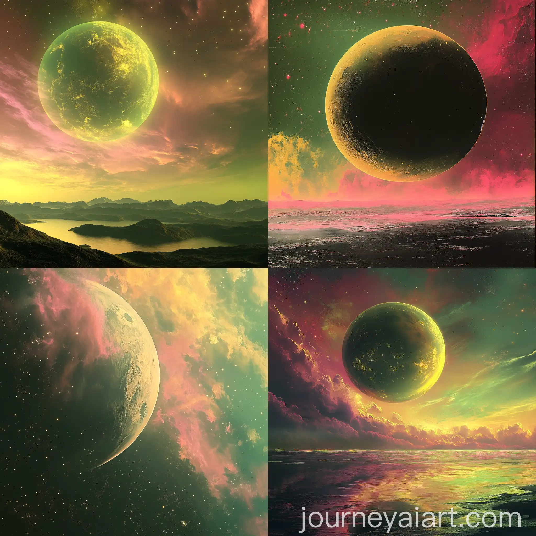 Colorful-Space-Planet-with-Yellowish-Pink-and-Green-Sky