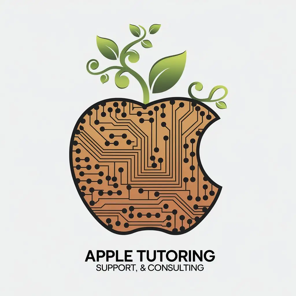 LOGO Design for Apple Tutoring Support Consulting Technology Growth with Green Vines and Circuits